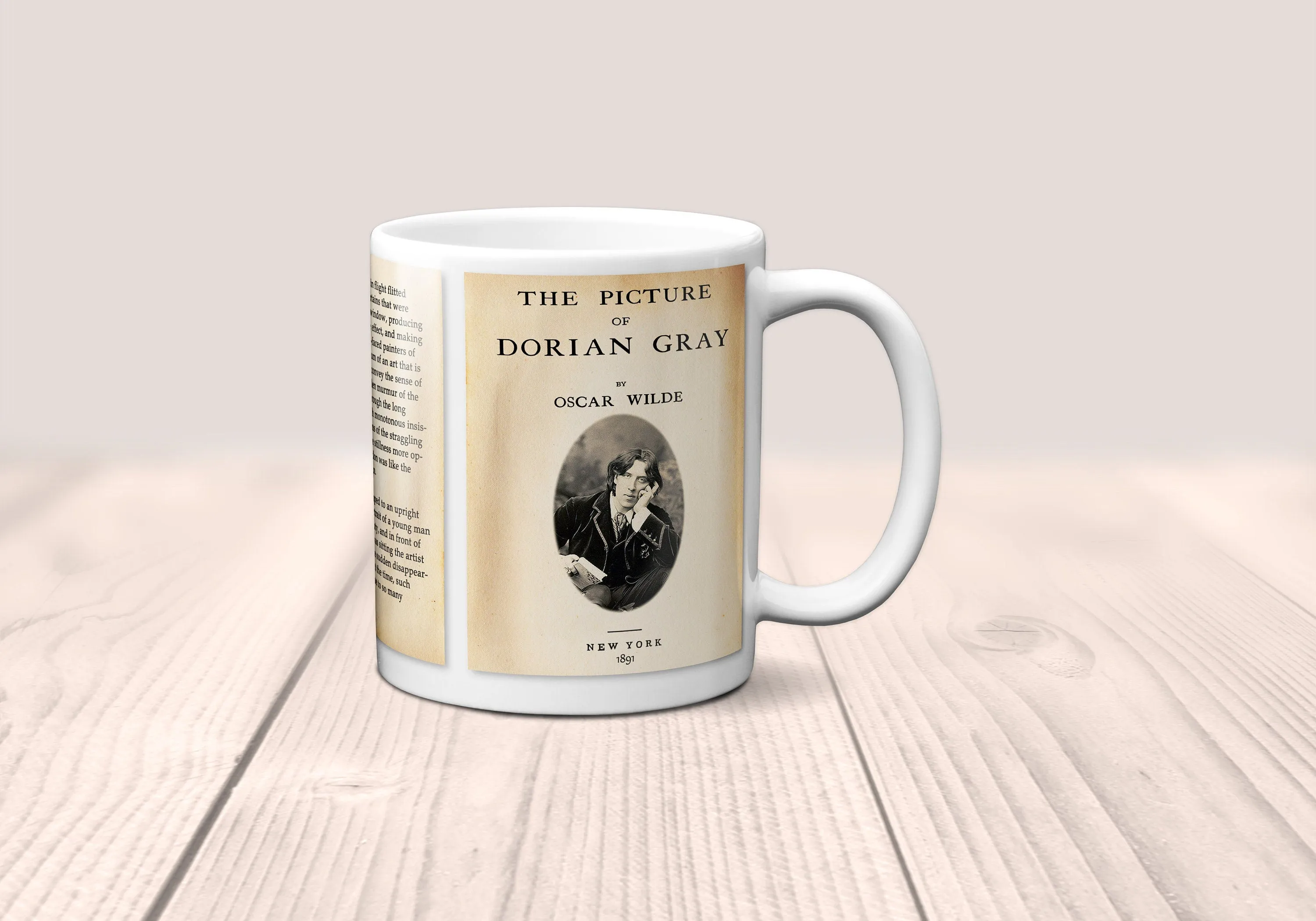 The Picture of Dorian Gray by Oscar Wilde Mug. Coffee Mug with  Dorian Gray book Title and Book Pages, Bookish Gift, Literary Mug.