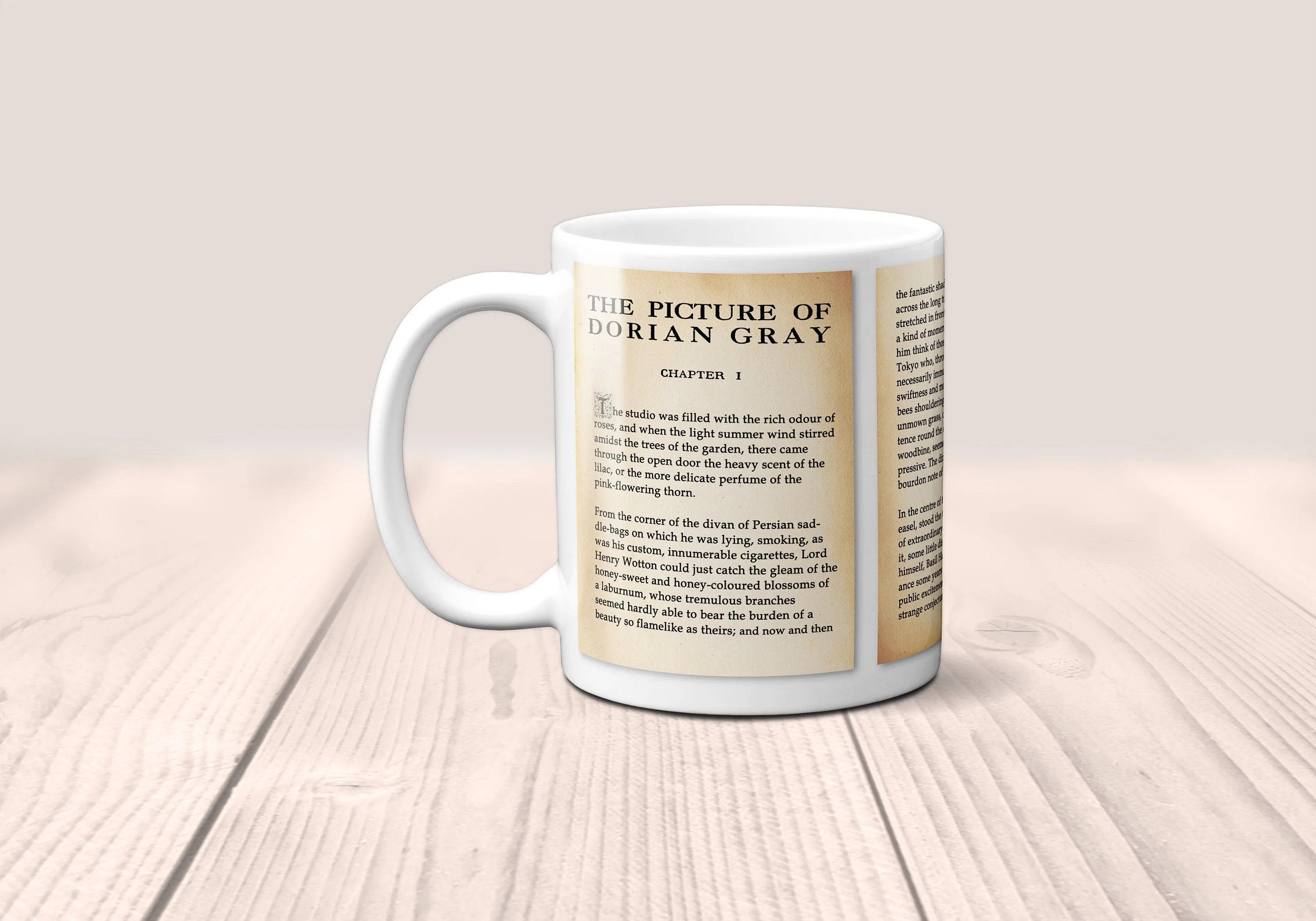 The Picture of Dorian Gray by Oscar Wilde Mug. Coffee Mug with  Dorian Gray book Title and Book Pages, Bookish Gift, Literary Mug.