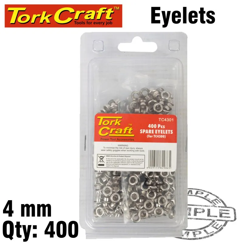 TORK CRAFT SPARE EYELETS 4MM X 400PC FOR TC4300 TC4301