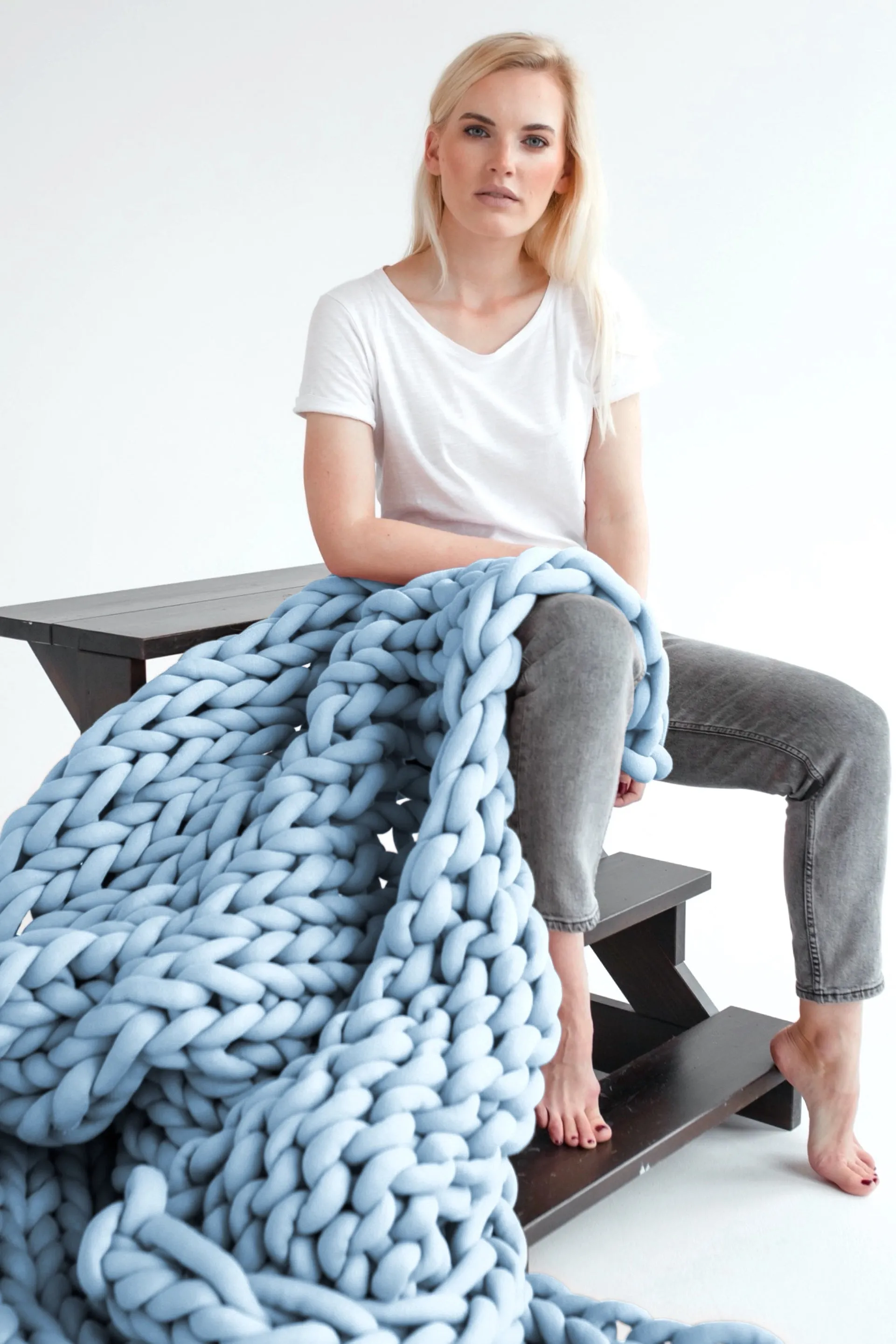 Tube yarn blanket, Single/Twin blanket 60”x80” (150x200 cm)