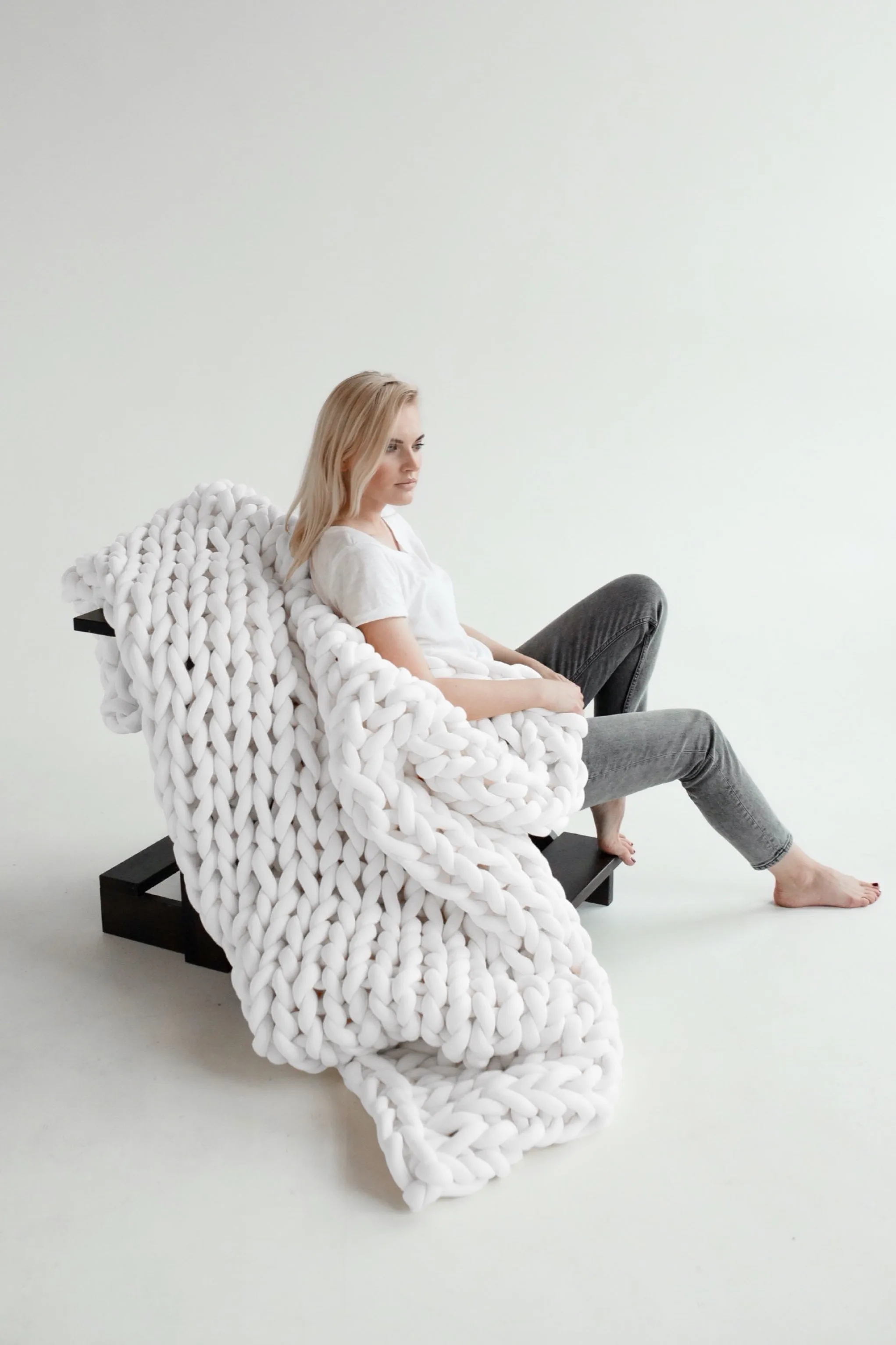 Tube yarn blanket, Single/Twin blanket 60”x80” (150x200 cm)