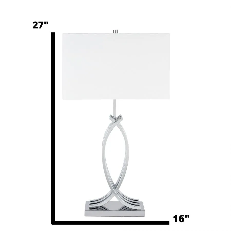 Unity in Chrome Table Lamp - 1 Lighting Settings 27 inch - USB Charger