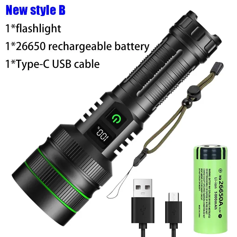 USB Rechargeable LED Flashlights High Lumens Super Bright Tactical Handheld Flash Light Zoomable,Waterproof  Emergency Lantern