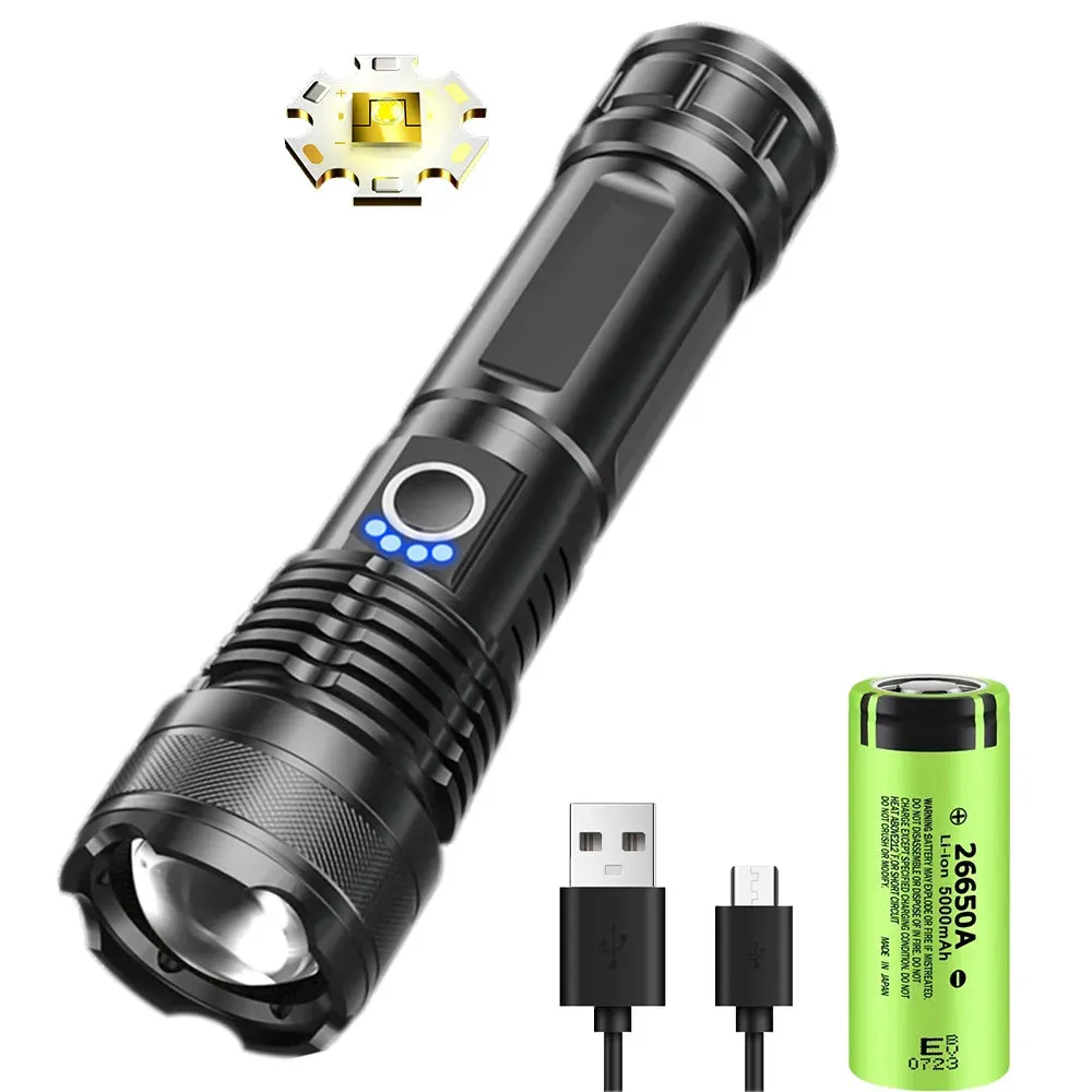 USB Rechargeable LED Flashlights High Lumens Super Bright Tactical Handheld Flash Light Zoomable,Waterproof  Emergency Lantern