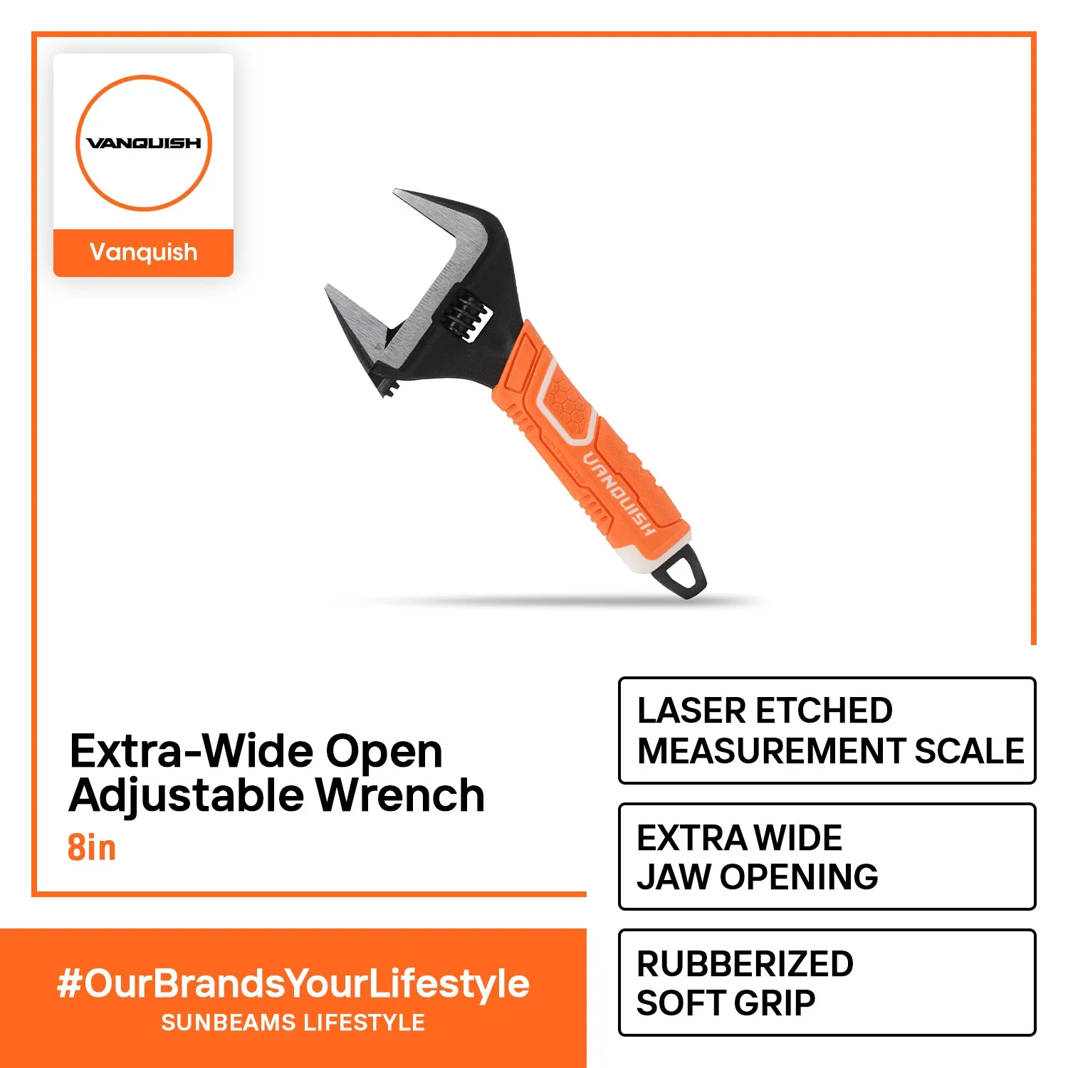 VANQUISH Premium | Heavy Duty | Professional Extra Wide Open Adjustable Wrench