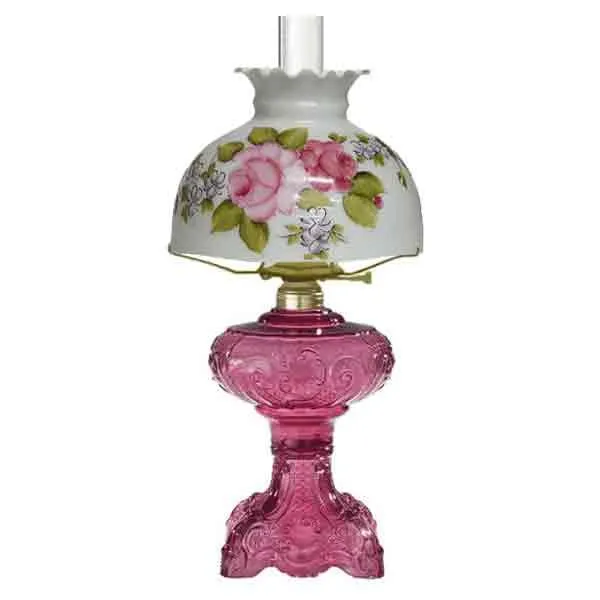 Victorian Table Lamp, Cranberry Rose