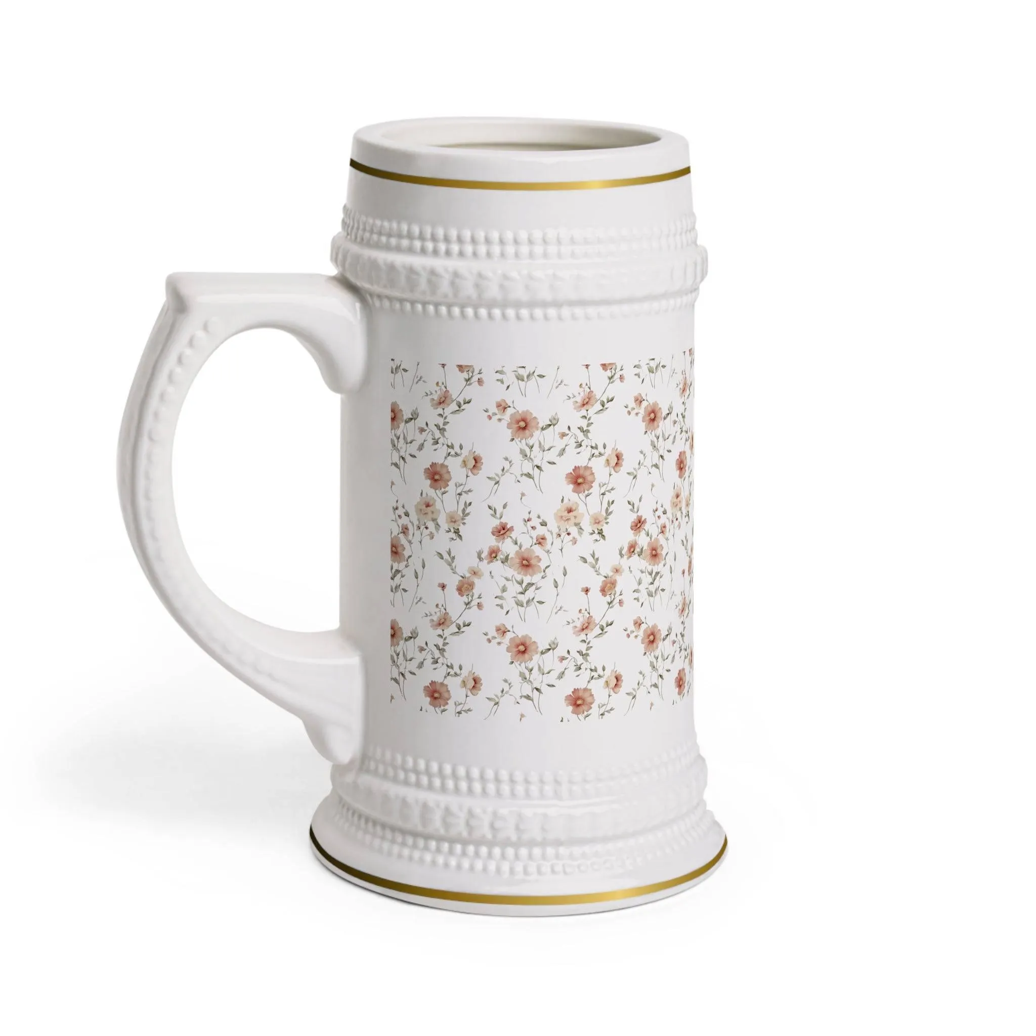 Vintage Floral Stein Mug - Elegant Drinkware for Special Occasions