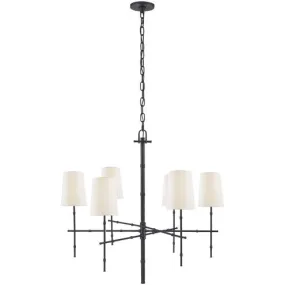 Visual Comfort Grenol Bronze 6-Lt 33.25 Chandelier W/Cream Shades, 31.75"H