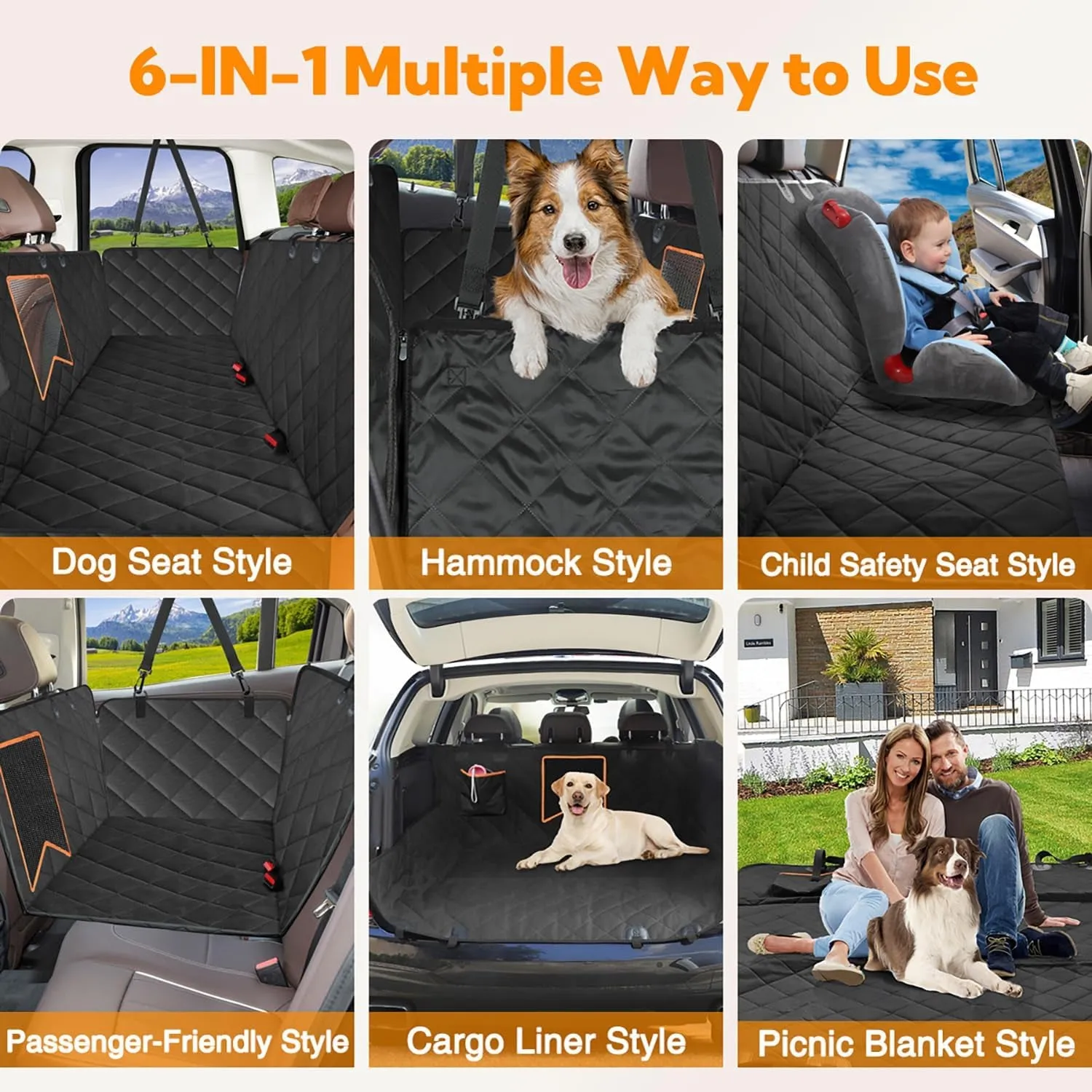 Waterproof Dog Car Seat Cover for Back Seat