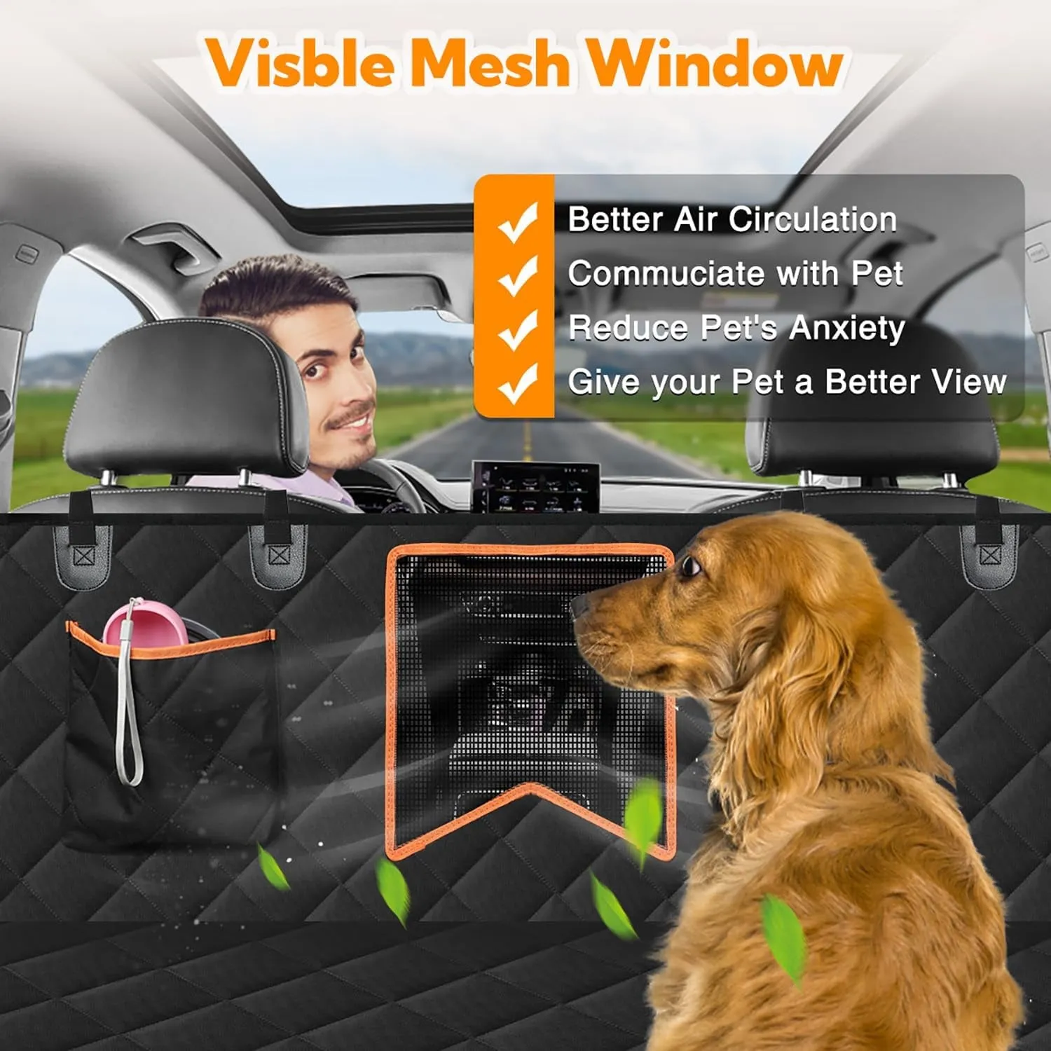 Waterproof Dog Car Seat Cover for Back Seat