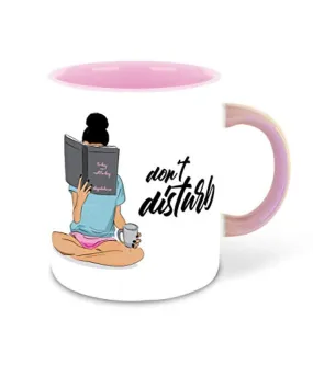 Whats Your Kick - Don’t Disturb Book Reading Inspired Designer Printed Pink Ceramic Coffee |Tea |Milk | Coffee Mug (Gift | Book |Reading|Study |Hobby (Multi 4)