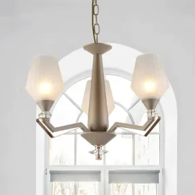 White Frosted Glass Cup Shape Chandelier Traditional 3/6 Bulbs Bedroom Pendulum Light in Gold