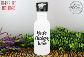 White Sublimation Water Bottle with Straw Mockup 24