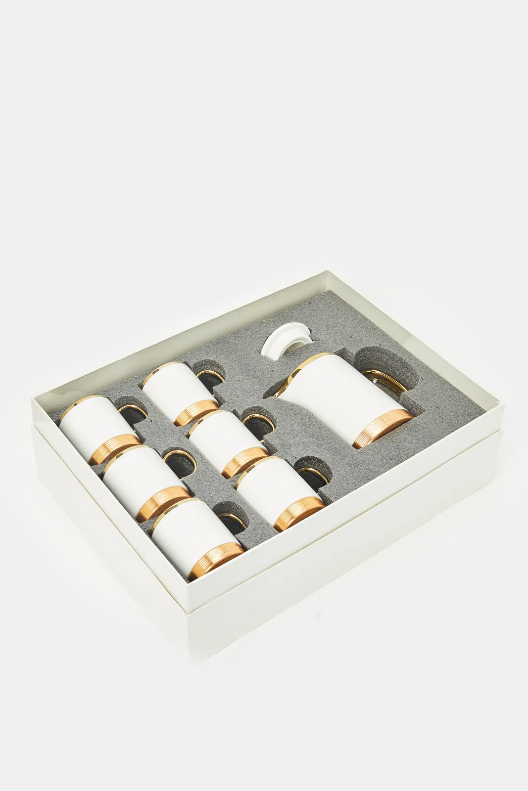 White Tea Set With Aluminum Tray (8 Piece)