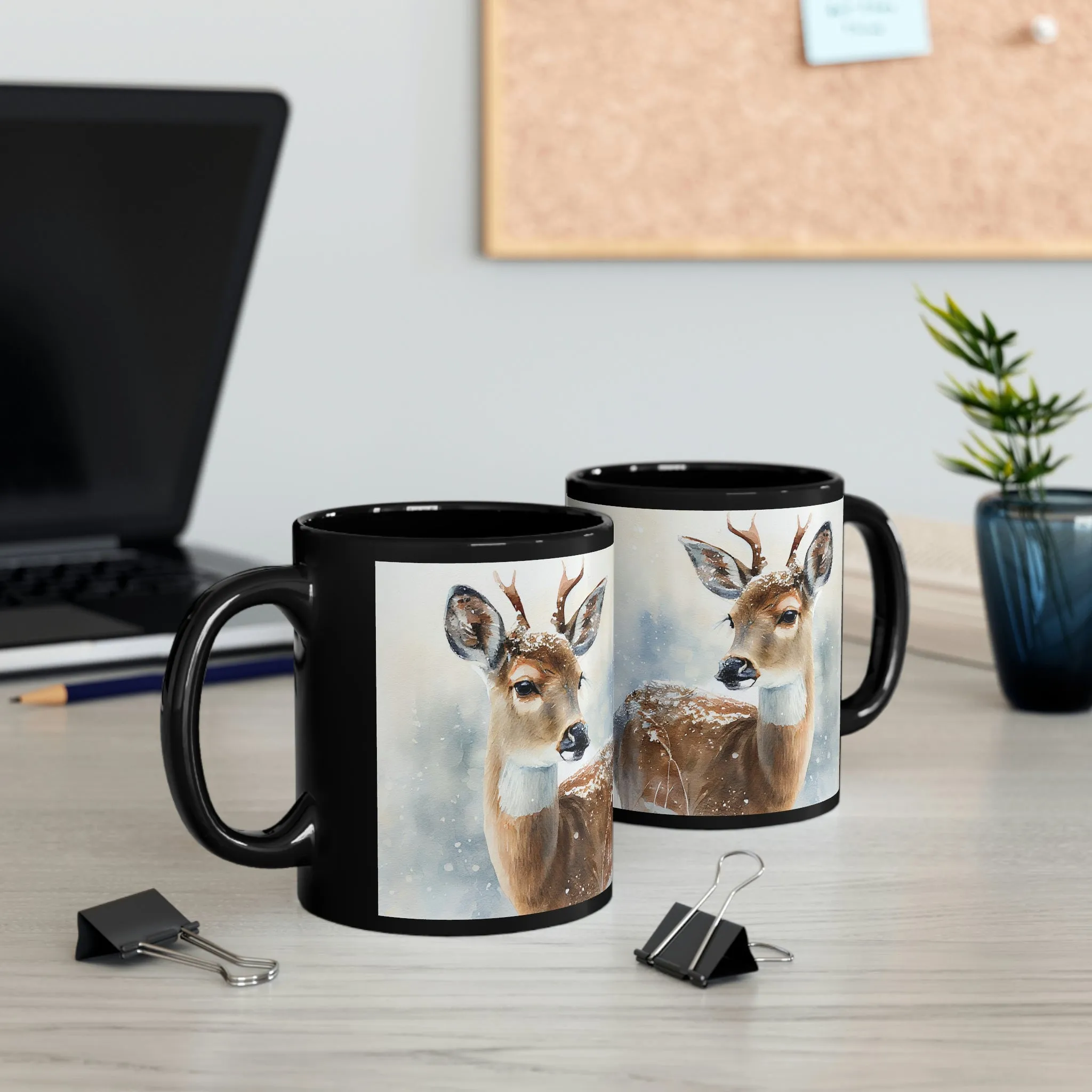 Winter Deer 05 - Black mug 11oz