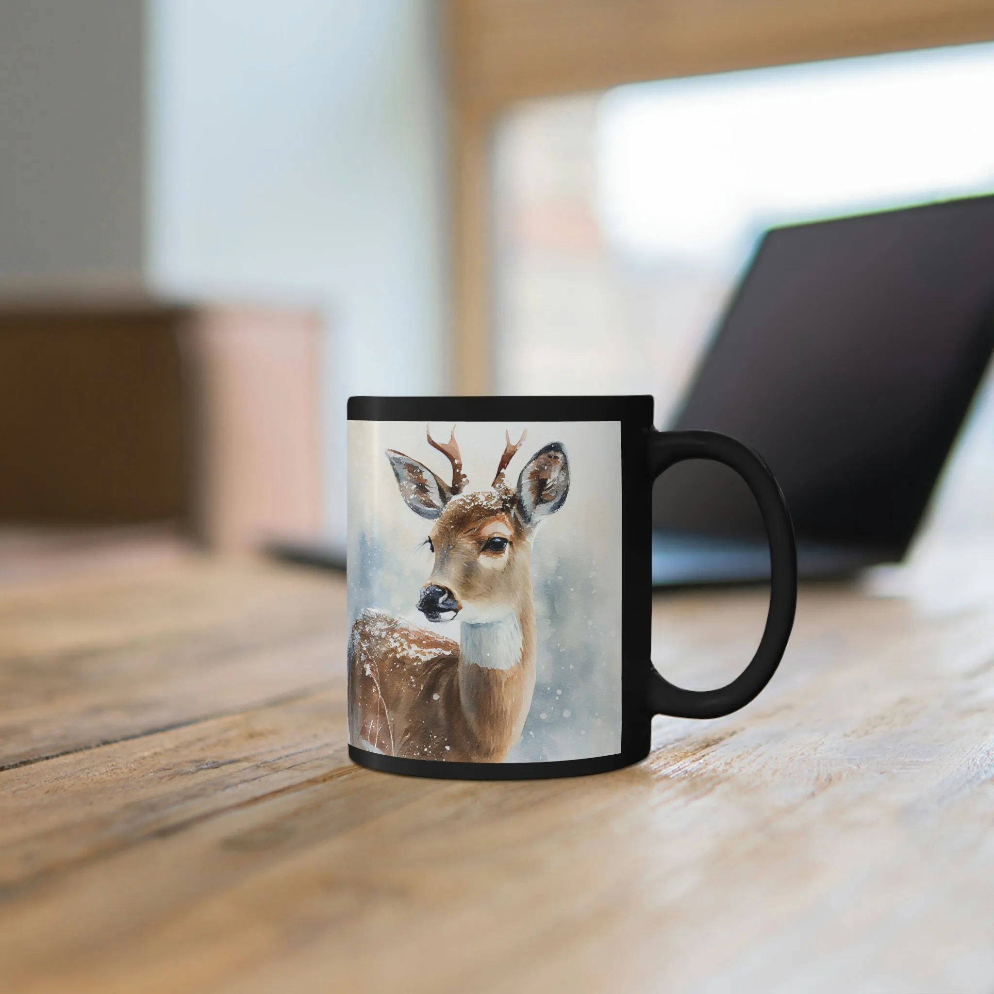 Winter Deer 05 - Black mug 11oz