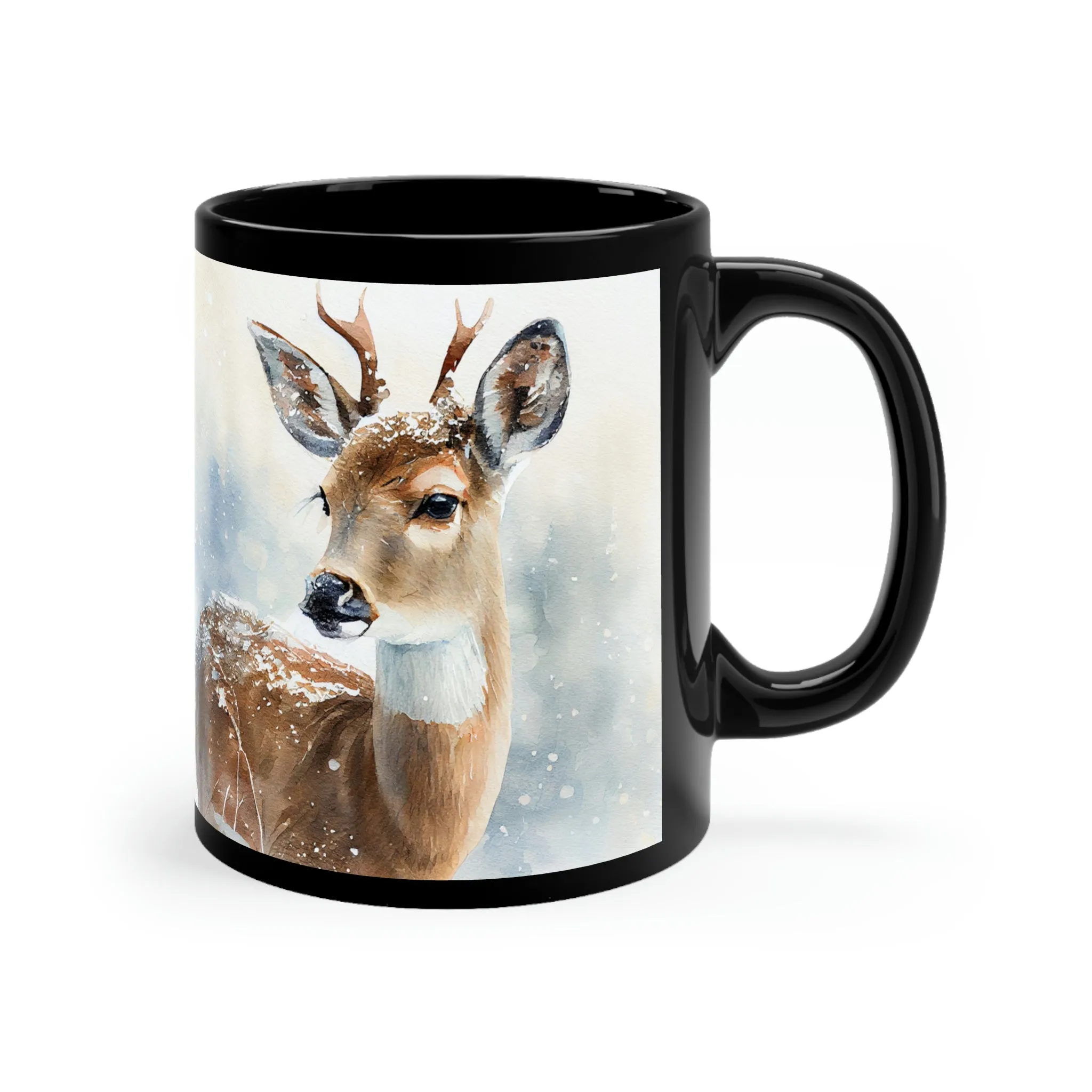 Winter Deer 05 - Black mug 11oz