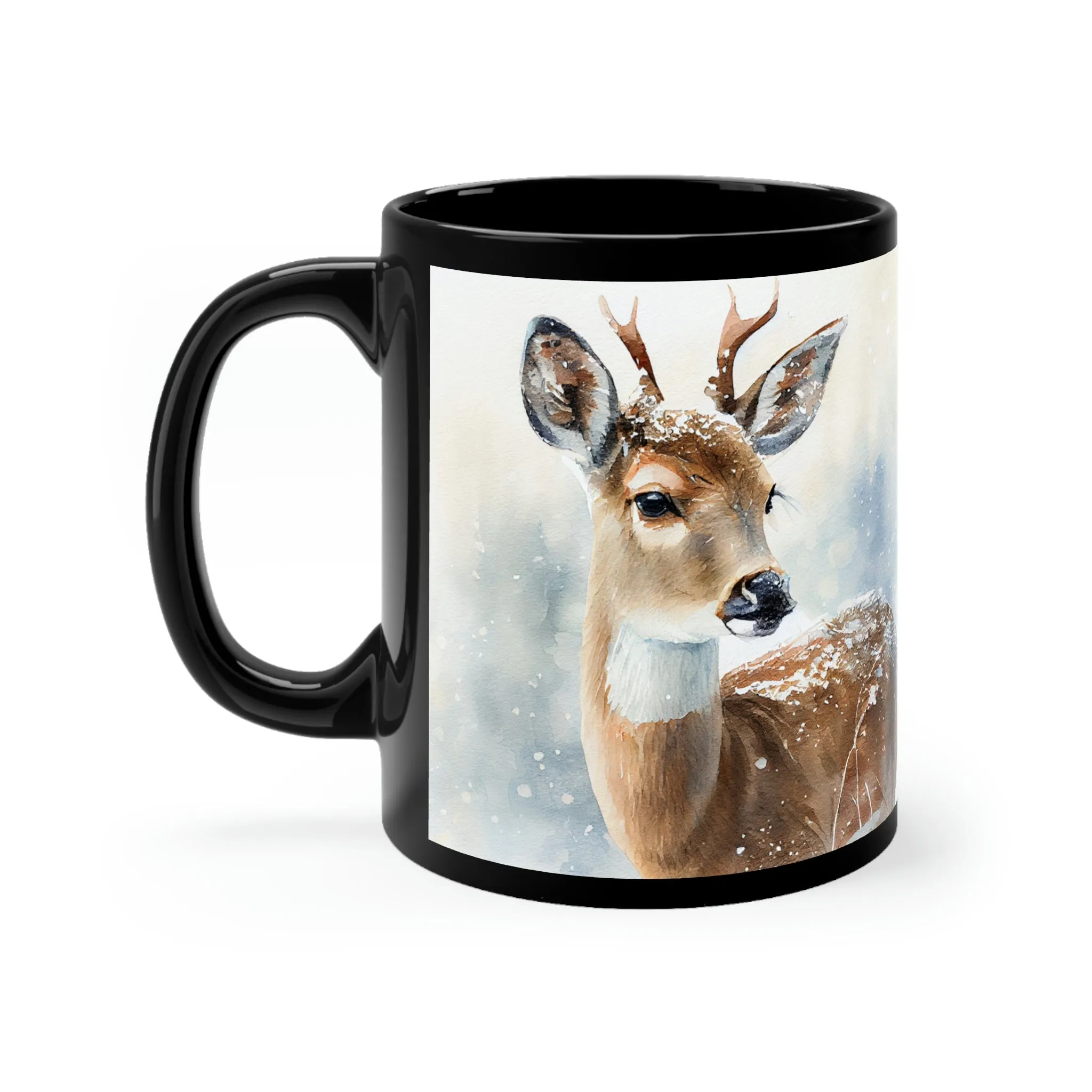 Winter Deer 05 - Black mug 11oz