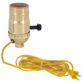 Wired Lamp Socket, Brass - Gold Cord