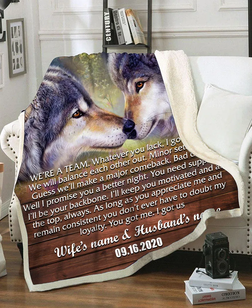 Wolf Couple in Love - Personalized Blanket WCS