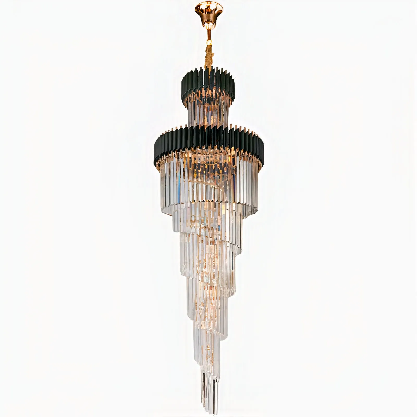 YLK Ashton Long Black Spiral modern crystal chandelier