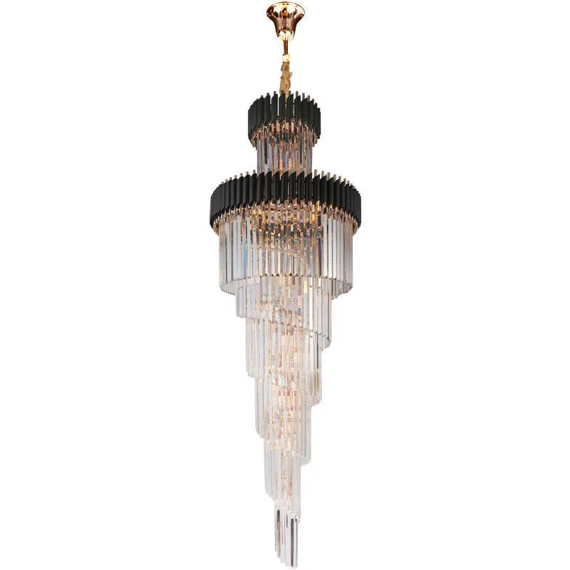 YLK Ashton Long Black Spiral modern crystal chandelier