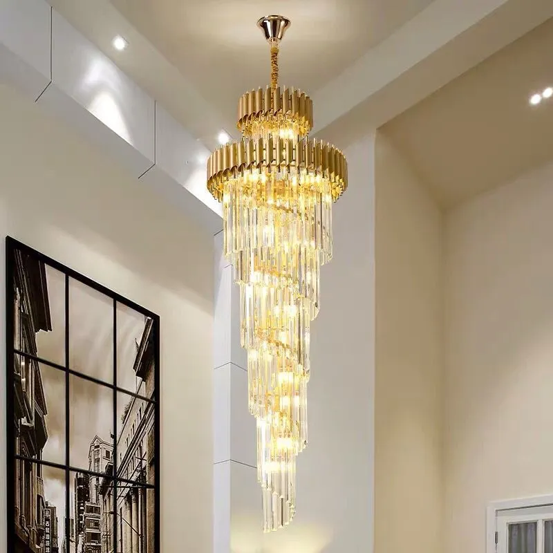 YLK Ashton Long Black Spiral modern crystal chandelier