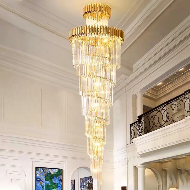 YLK Ashton Long Black Spiral modern crystal chandelier