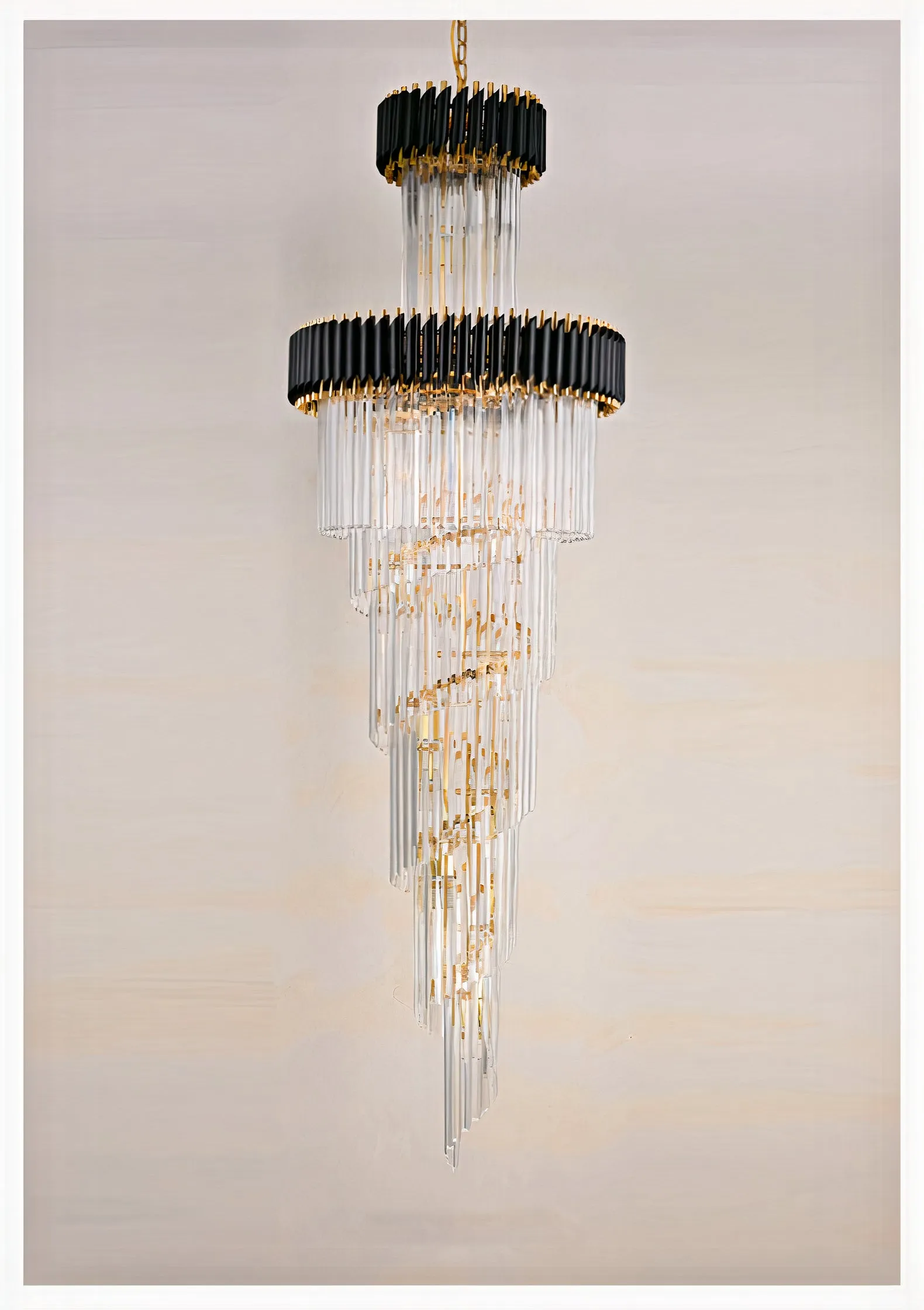 YLK Ashton Long Black Spiral modern crystal chandelier