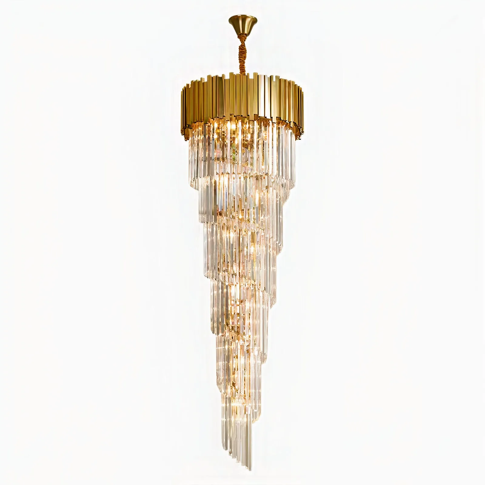 YLK Long modern crystal chandelier gold crystal lamp  large villa lobby hall light fixture