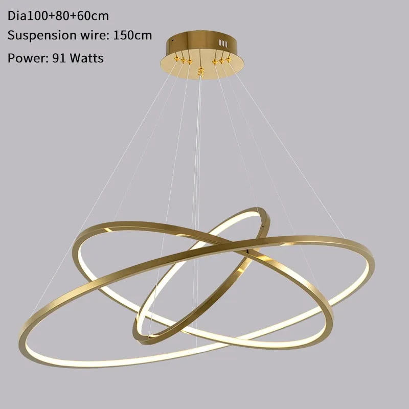 YLK Salong - Modern ring led chandelier for staircase luxury living room gold hanging