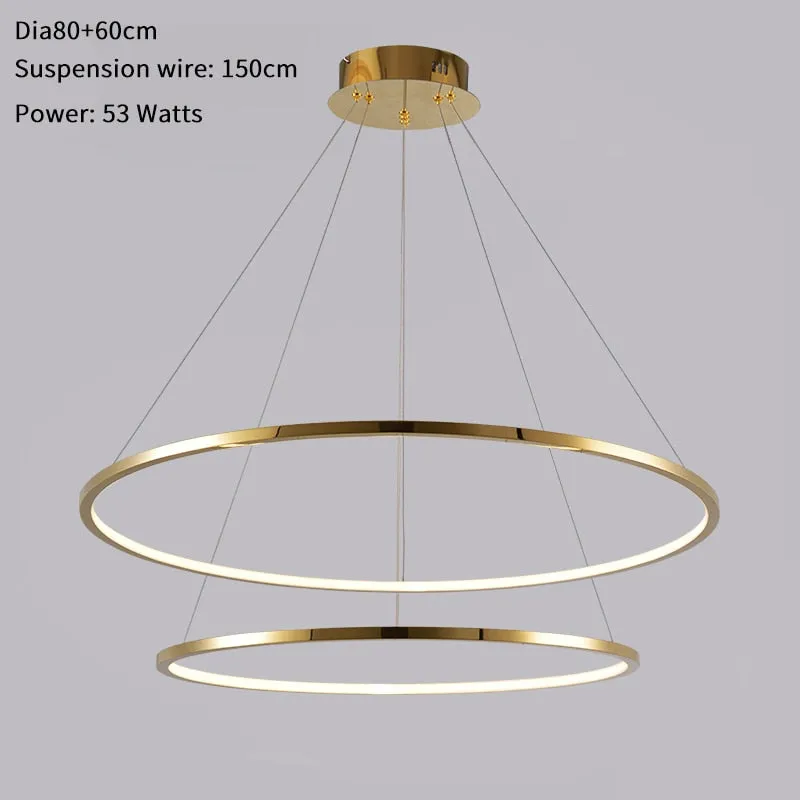 YLK Salong - Modern ring led chandelier for staircase luxury living room gold hanging