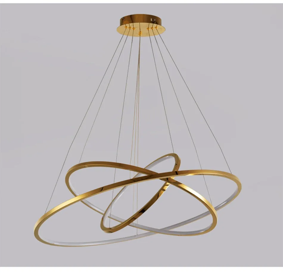 YLK Salong - Modern ring led chandelier for staircase luxury living room gold hanging