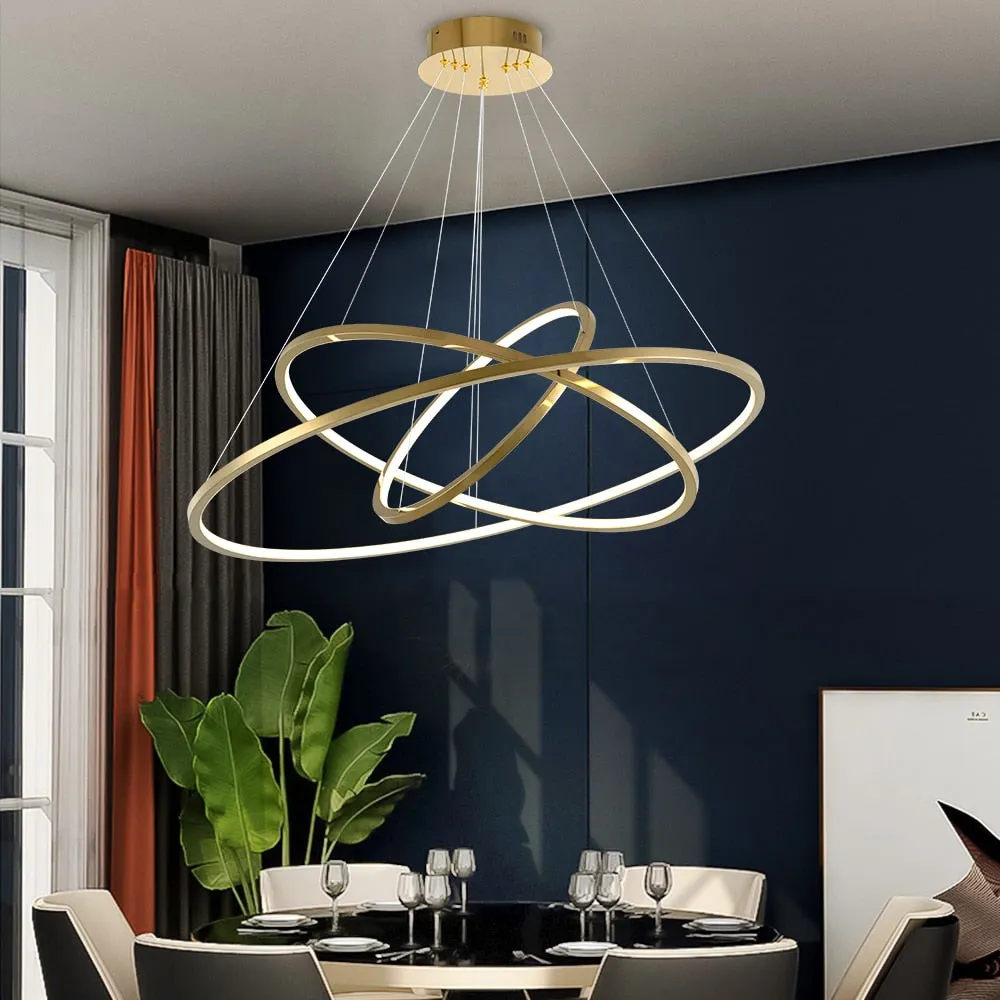 YLK Salong - Modern ring led chandelier for staircase luxury living room gold hanging