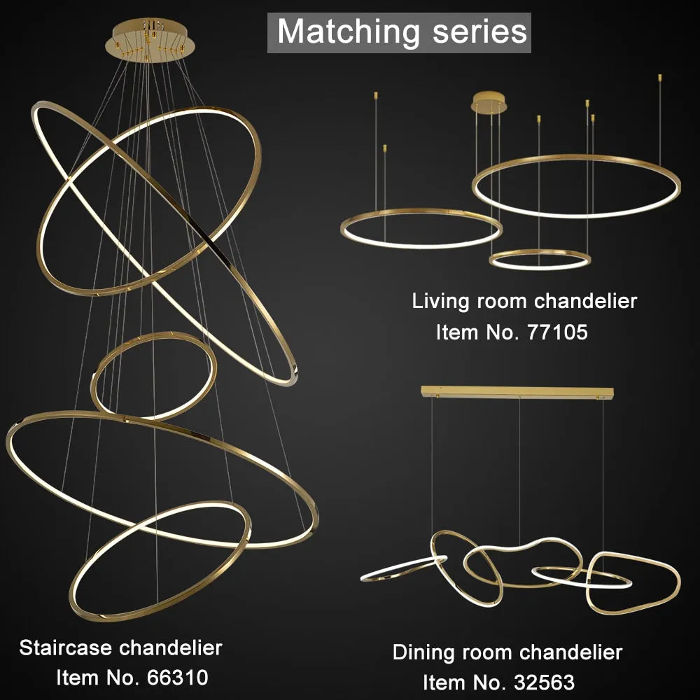 YLK Salong - Modern ring led chandelier for staircase luxury living room gold hanging