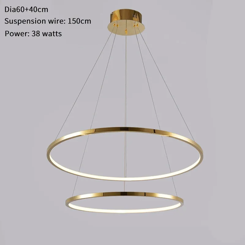 YLK Salong - Modern ring led chandelier for staircase luxury living room gold hanging