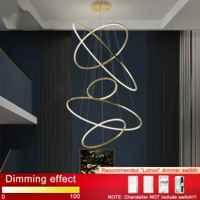 YLK Salong - Modern ring led chandelier for staircase luxury living room gold hanging