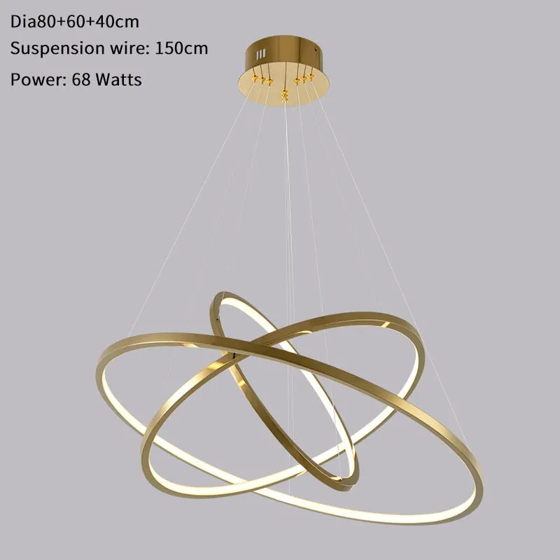 YLK Salong - Modern ring led chandelier for staircase luxury living room gold hanging