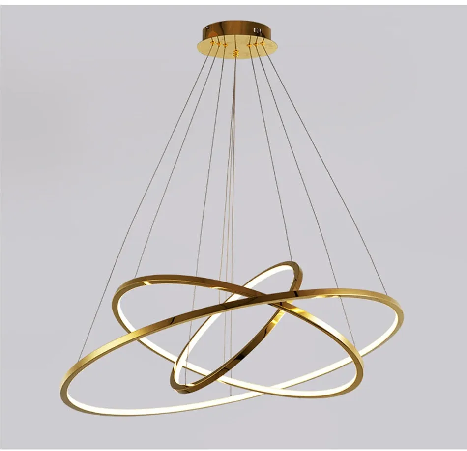 YLK Salong - Modern ring led chandelier for staircase luxury living room gold hanging