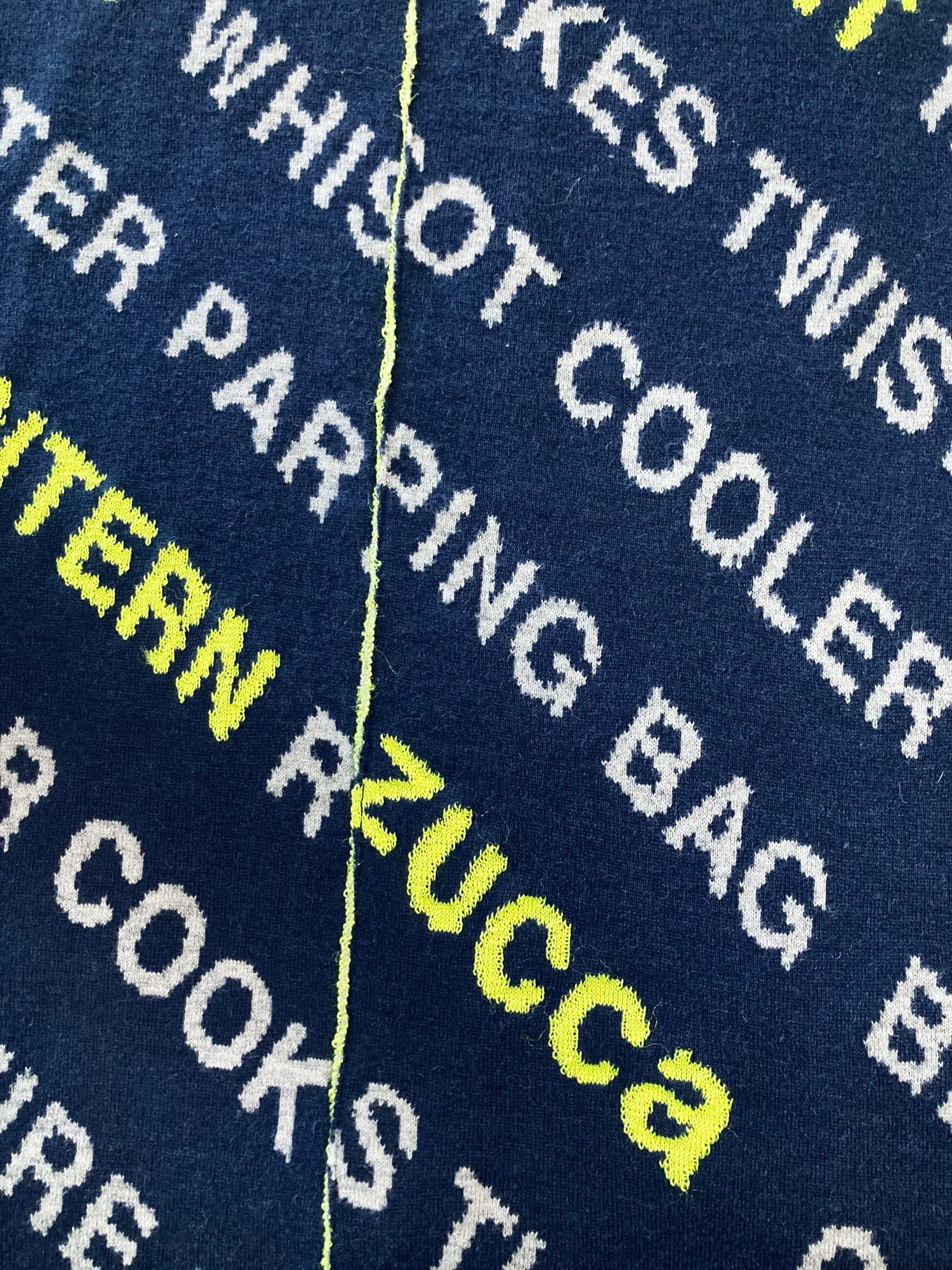 Zucca navy wrap skirt or blanket with text of camping equipment - M